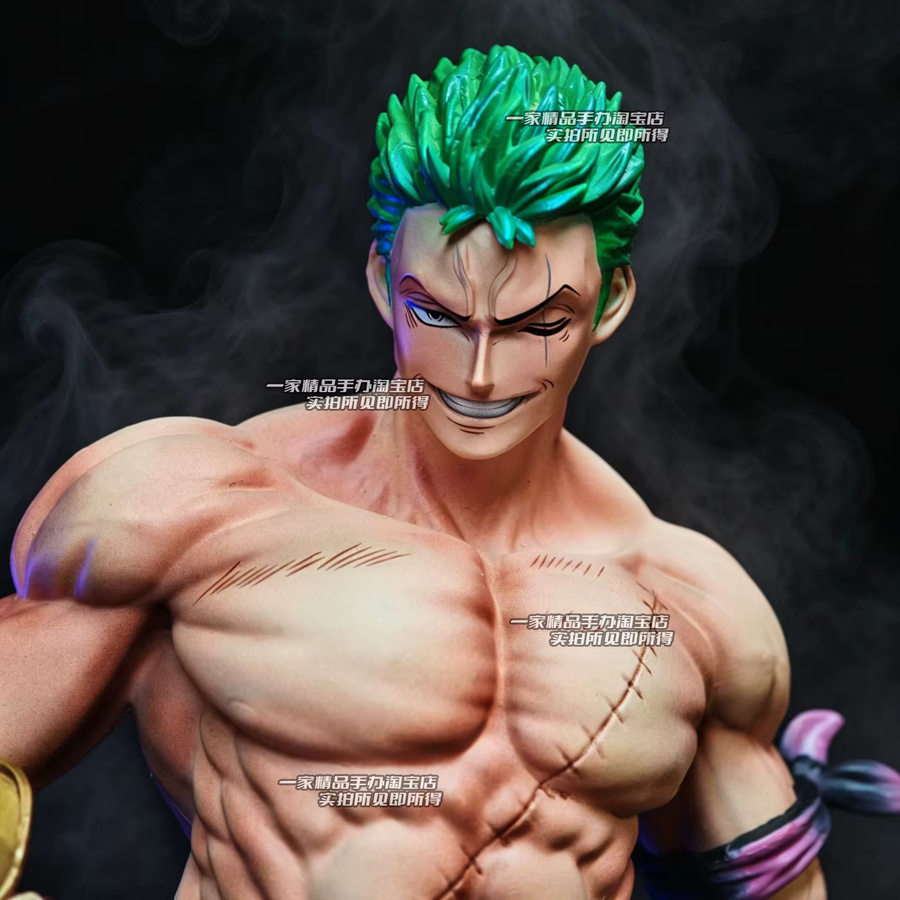 Bandai One Piece Roronoa Zoro 2.0 GK-Statue, mit Magnetischem Doppelkopf-Skulptur, Fernbedienung, LED-Farbwechsel-Basis - Bild 3