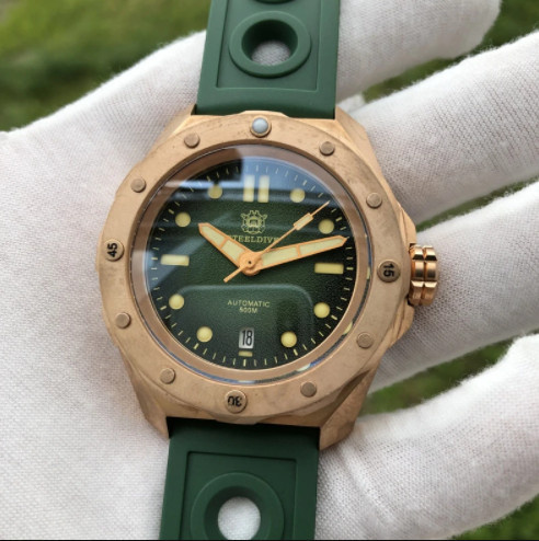 STEELDIVE Armbanduhr Automatik, Bronze, Herren, 46 mm, Silikon - Bild 1