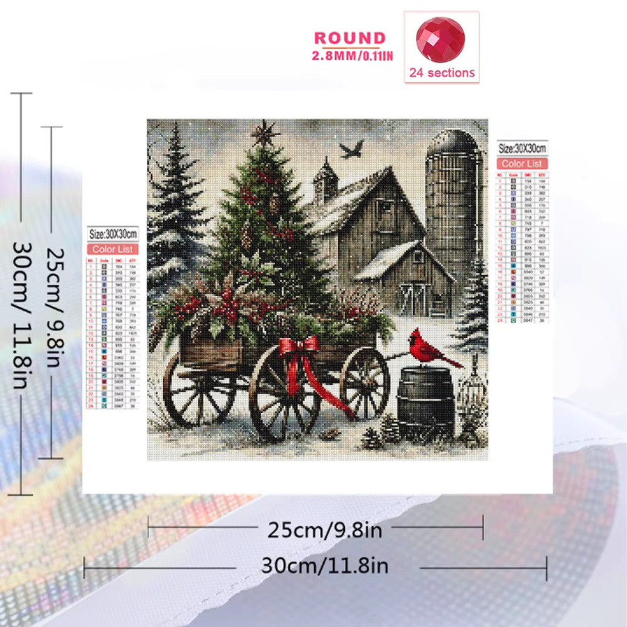 EverShine DIY Diamantstickerei Set Landschaft mit Weihnachtsbaum als Mosaik-Malerei in Multicolour, Rund - Bild 2