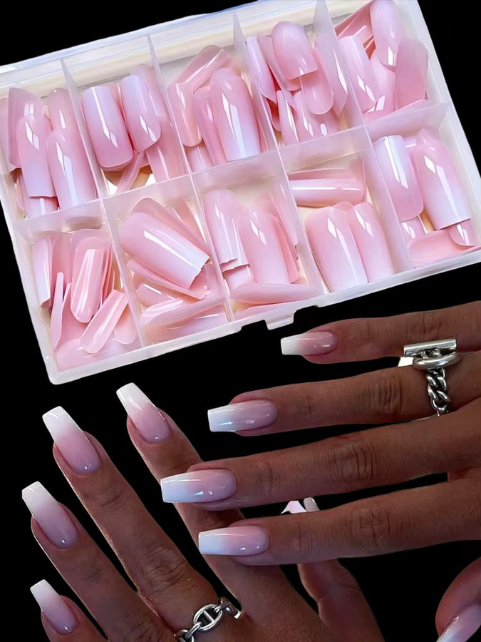 MingLee Künstliche Nägel, Rosa-Weiß, Glänzend, 120 Stück - Bild 6