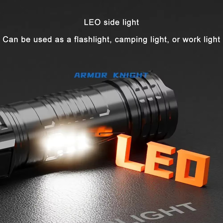 Heinast Taktische LED-Taschenlampe mit USB-Aufladung und Teleskop-Jetstrahl in Schwarz - Bild 3