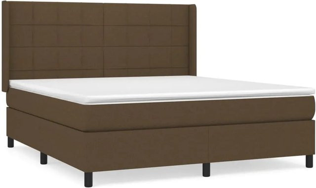 vidaXL Boxspringbett mit Matratze Dunkelbraun B/T/H: 160 x 200 x 163 cm Hybrid-Design mit Taschenfederkern - Bild 1