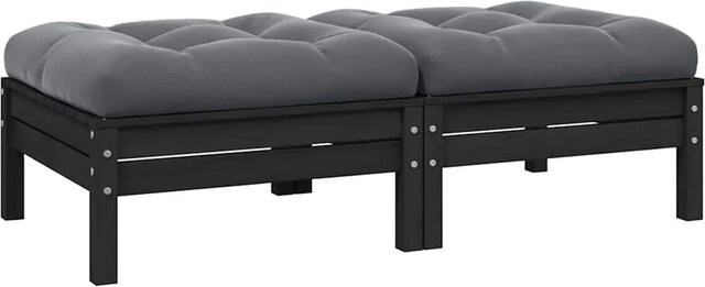 vidaXL Gartensofa 2-Sitzer aus massivem Kiefernholz mit Kissen in Schwarz - Bild 1