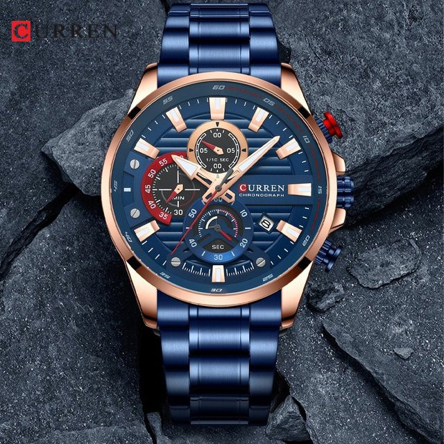 Gurren Armbanduhr, Quarz, Edelstahl, Blau, Herren - Bild 1