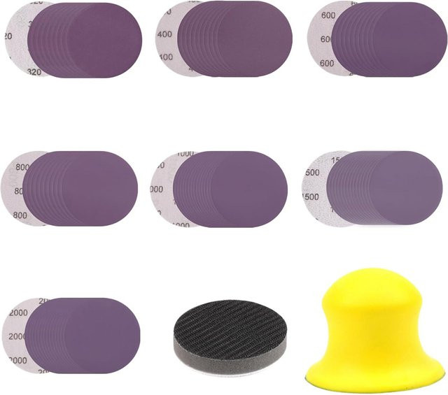 VIBRATITE 72-teiliges Nass- und Trockenschleifpapier-Set in Lila, Körnung 320–2000, aus Aluminiumoxid für Holz und Metall - Bild 1