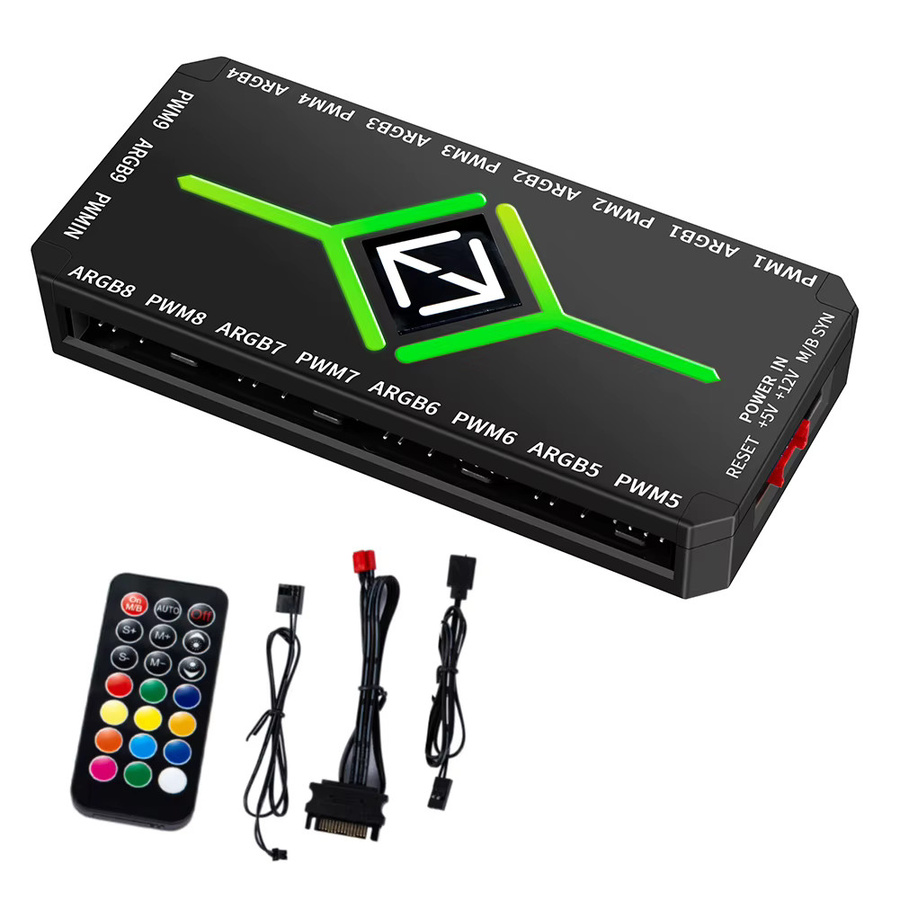 ALLOYSEED PC-Lüfter-Hub, 5 V, 3-poliger ARGB-Controller mit PWM-Temperaturregelung für Gaming-PC-RGB-Effekte in Schwarz - Bild 6