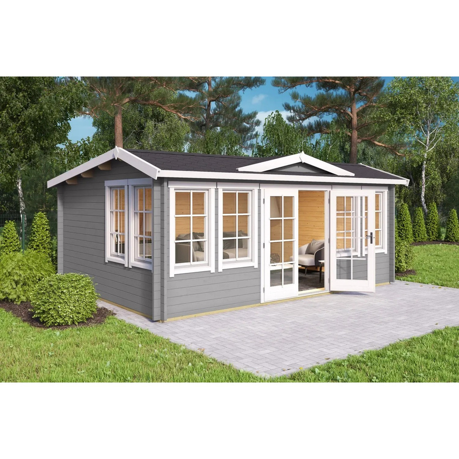 Lasita Blockbohlenhaus Balmoral Gartenhaus mit Satteldach in Grau, B/T/H: 530 x 380 x 239 cm - Bild 2