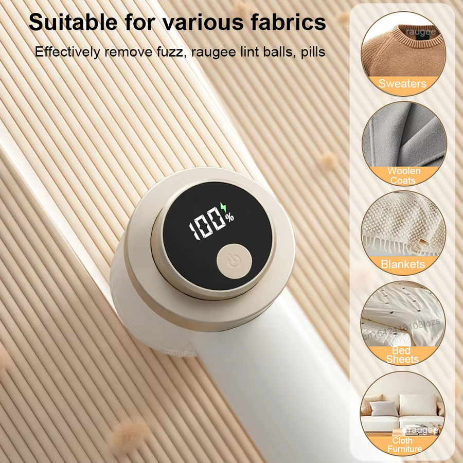 Raugee Professioneller Elektrischer Lint Remover in Weiß mit austauschbaren Klingen und USB-Ladefunktion - Bild 2