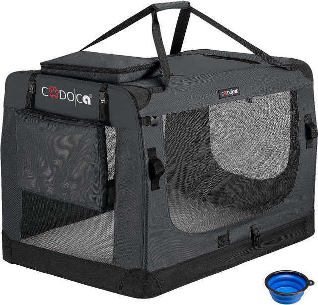 Cadoca Tiertransportbox XXXL in Anthrazit mit Berber-Fleece und Metall, B/T/H: 101 x 69 x 70 cm - Bild 1