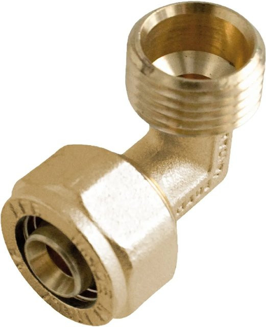 Kirchhoff Klemmfitting MSVR Winkel 90 Grad aus Messing in Gold, B/T/H: 26 mm x 33,3 mm x 26 mm, 1 Zoll AG - Bild 1