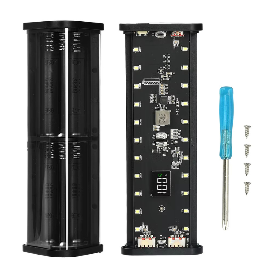 DIY Batterie Ladegerät 22,5 W Schnellladegerät für 6 Stück 18650 Akkus, transparent/schwarz, ohne Löten - Bild 2