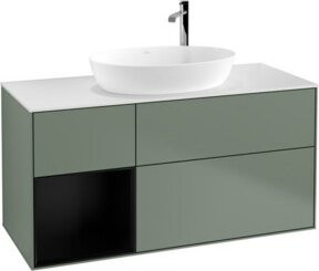 V&B Waschtischunterschrank Finion mit Wandbeleuchtung in Blau lackiert, Breite: 120 cm, Höhe: 60,3 cm, Tiefe: 50,1 cm - Bild 1
