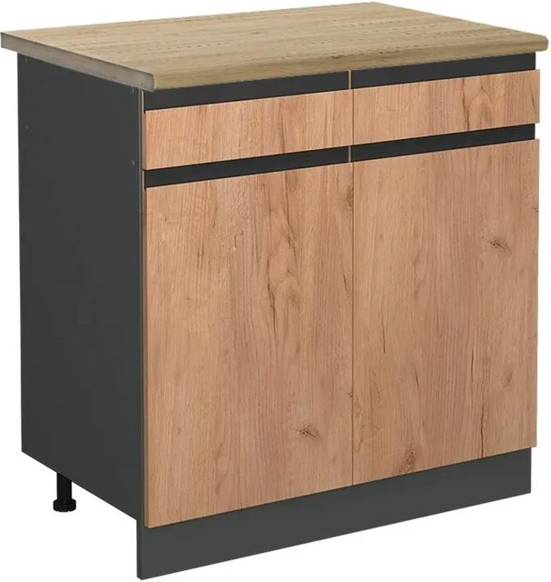Vicco Küchenunterschrank R-Line Goldkraft Eiche und Anthrazit B/T/H: 80 x 60 x 76,6 cm - Bild 1
