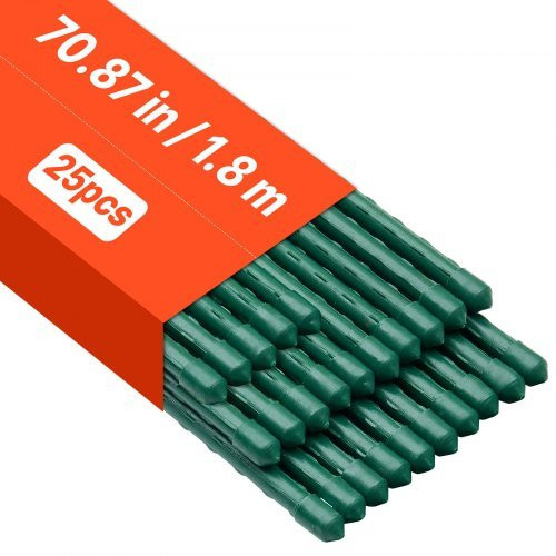 VEVOR Rankhilfe 25er-Pack Pflanzstäbe aus kunststoffbeschichtetem Metall für Tomaten und Kletterpflanzen, Höhe: 180 cm, Durchmesser: 1,1 cm - Bild 1