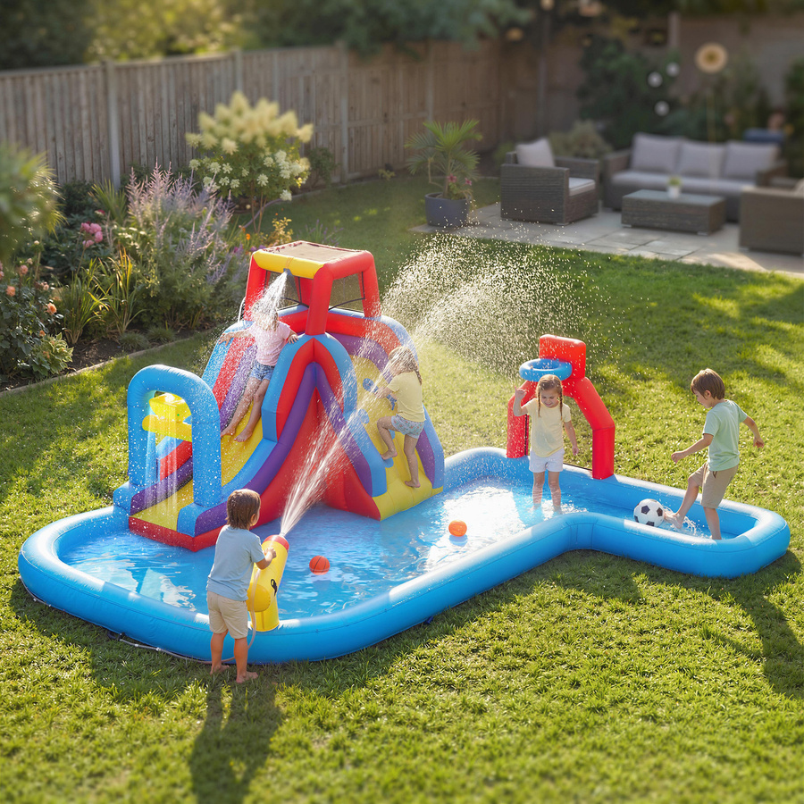 Aosom Wasseraufblasbares Schloss, 6-in-1 Aufblasbarer Spielplatz, ab 3 Jahre - Bild 2