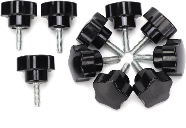 10 Stück Knopfschrauben mit Fünfstern-Griff aus Kunststoff in Schwarz, M6x32x20 mm - Bild 1