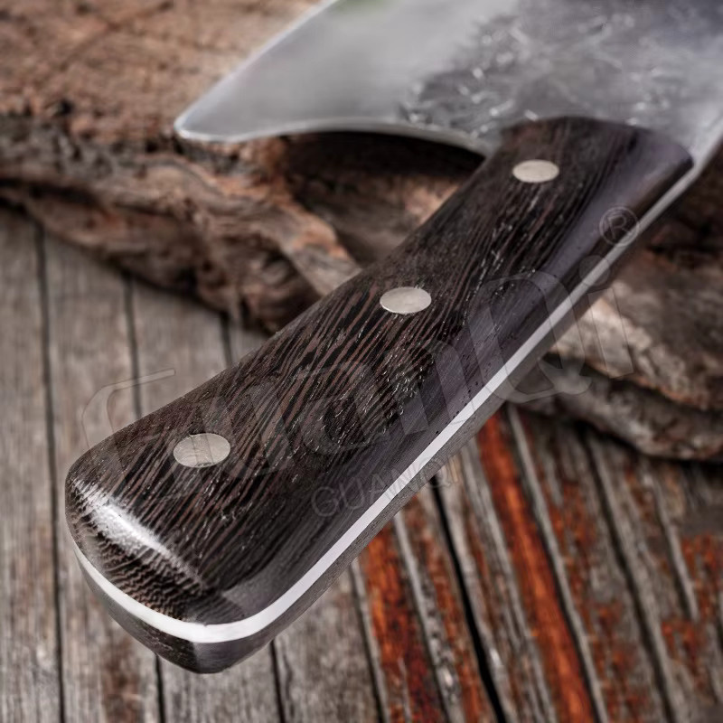 InLeung Handgefertigtes geschmiedetes Küchenmesser aus Carbonstahl mit Holzgriff in Silber - Bild 5