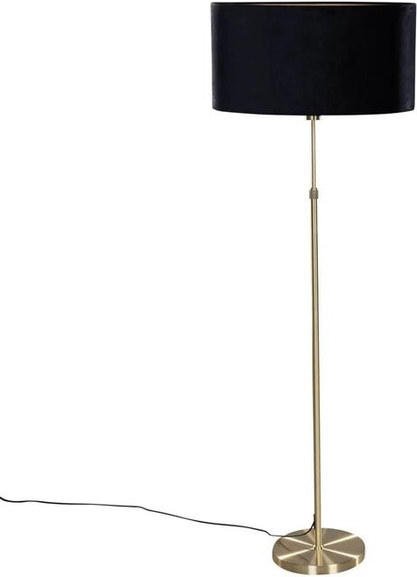 QAZQA Stehleuchte in Gold mit schwarzem ovalem Samtschirm - Bild 1