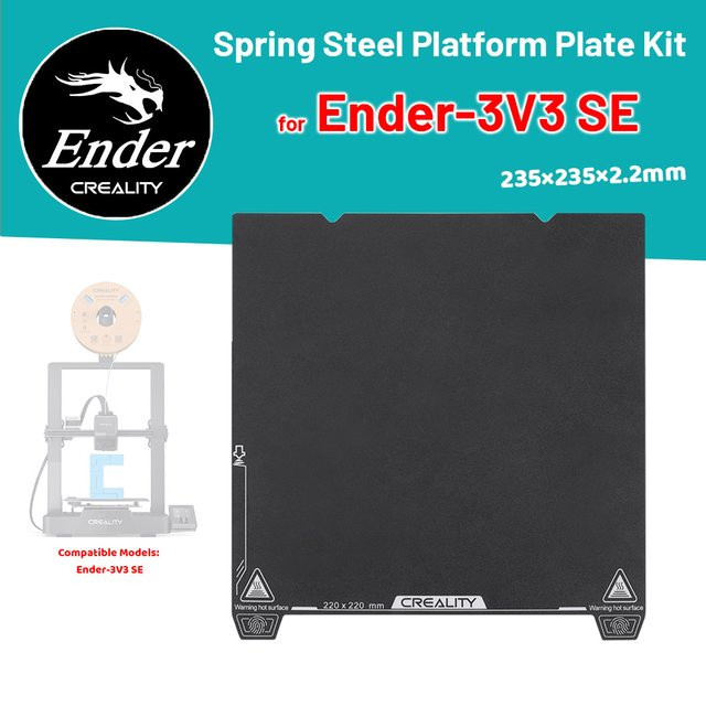 Creality Ender-3V3 SE Federstahl-Plattformplatten-Kit für FDM 3D-Drucker in Schwarz - Bild 1