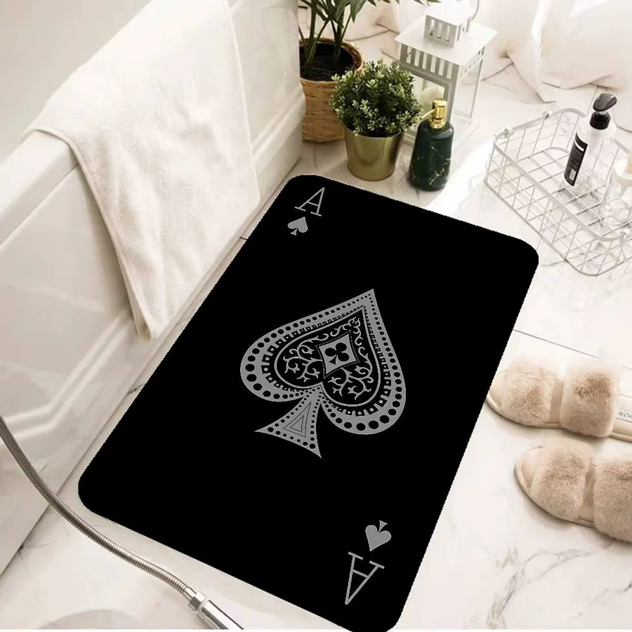Ace Of Spade Badezimmermatte mit Streifenmuster, rutschfest und wasserabsorbierend, Schwarz, B/T: 60 x 40 cm - Bild 6