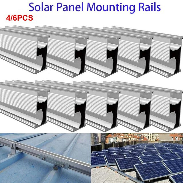 4/6 Stück Photovoltaik-Montagehalterung aus Aluminiumlegierung für glasierten Ziegeldach, Farbe: Silber, Länge: 200 mm - Bild 1
