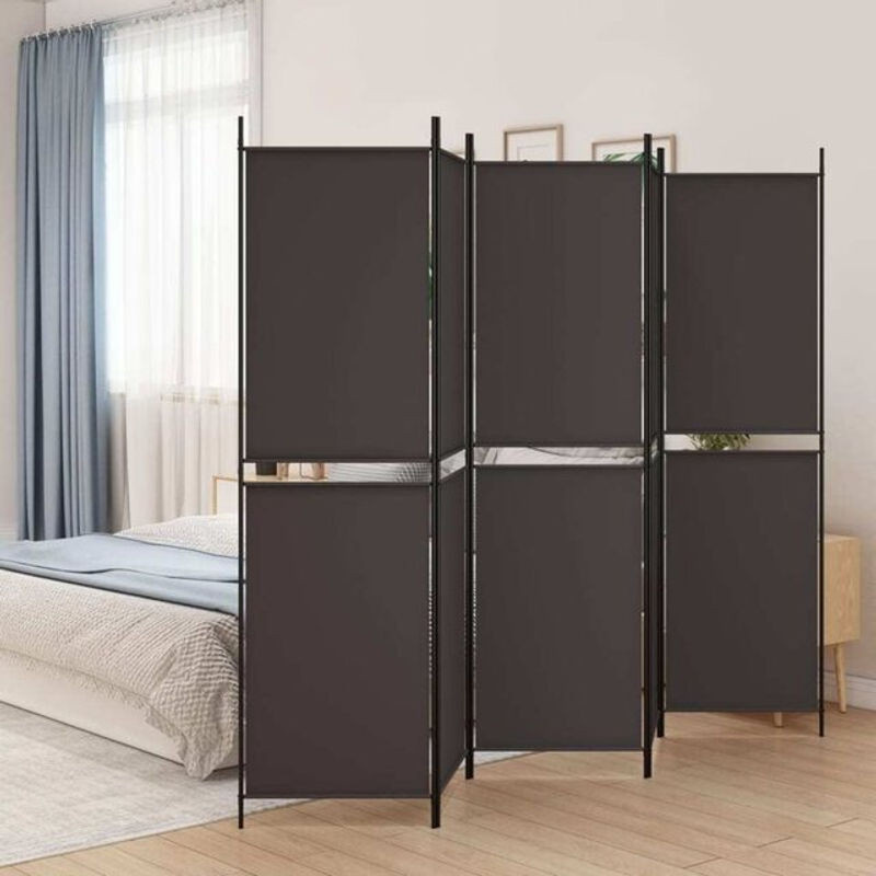 5-tlg. Paravent Vidaxl in Braun, modern und freistehend, Textil und Metall, B: 250 cm, H: 200 cm - Bild 1