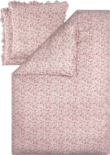 LIVARNO Bettwäsche Mikrofaser Satin mit Palmen-Motiv in Pink, Set bestehend aus 1x Bettbezug und 2x Kissenbezug, B/T/H: 200 x 220 cm und 80 x 80 cm - Bild 1