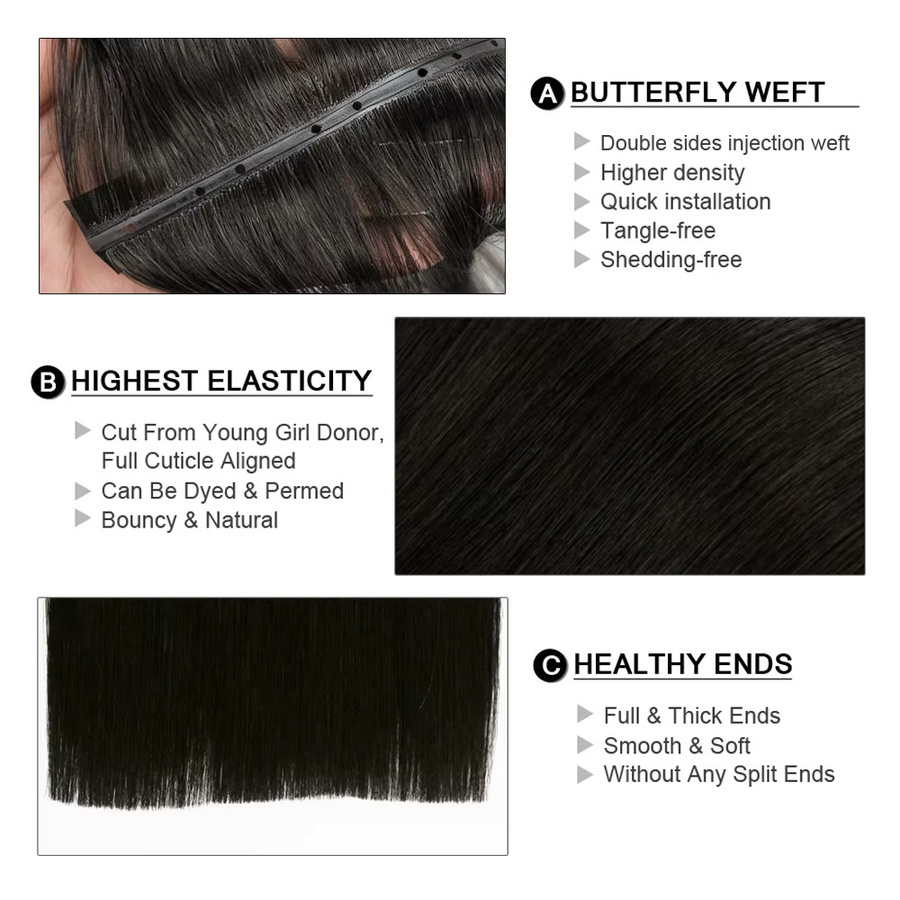 HERO REMY HAIR Echthaar-Extensions, doppelseitige Injektions-Schmetterlingsweft, 100g, Damen - Bild 3