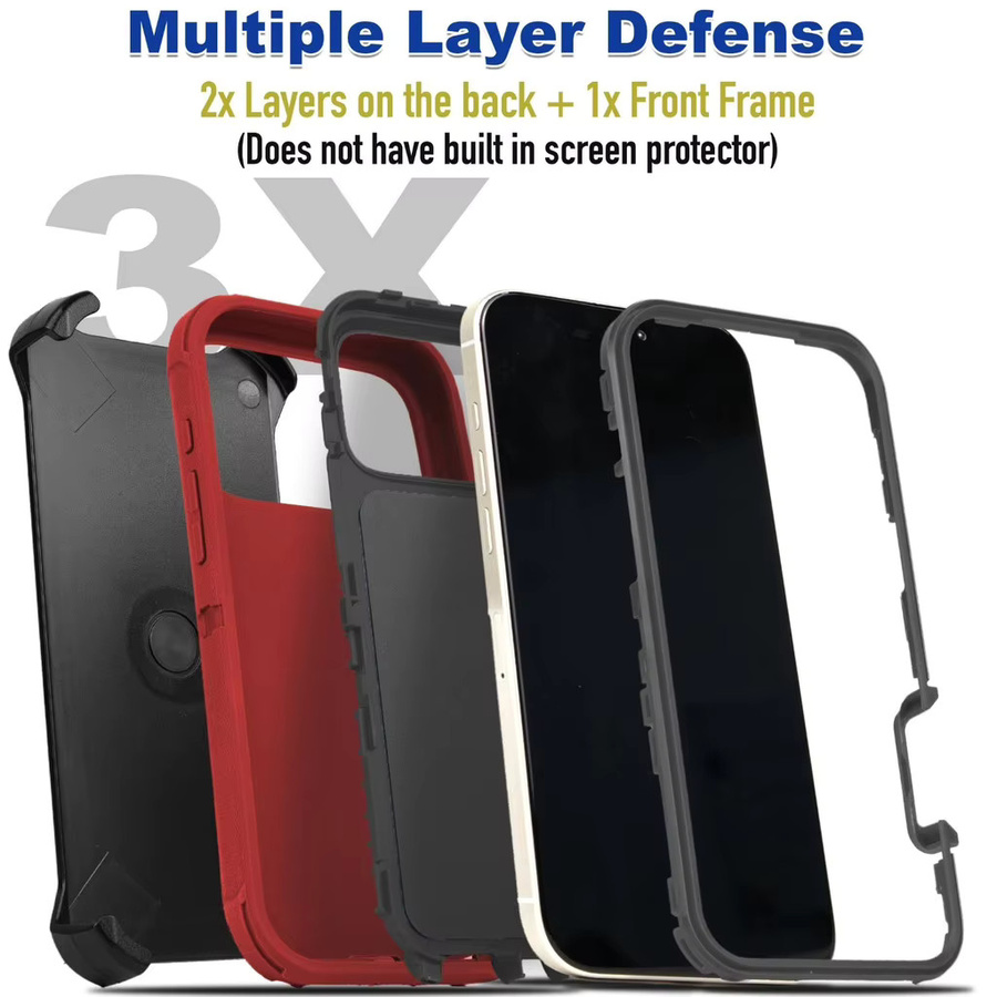 3in1 Original Defender Schutzhülle für iPhone mit Anti-Drop Armor Box und Gürtelclip in Schwarz und Orange - Bild 1