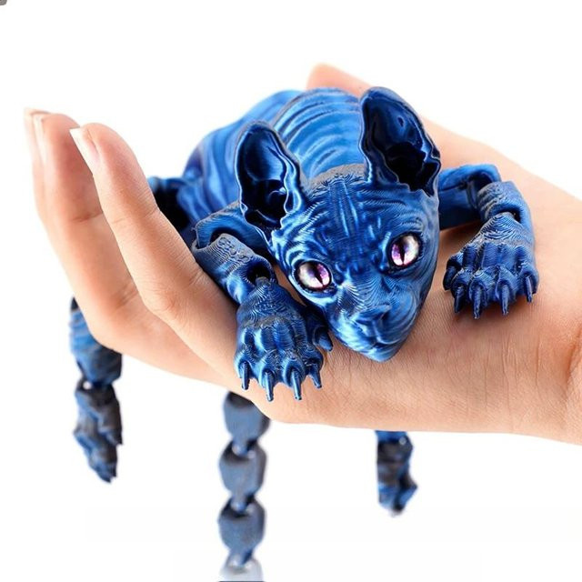 IYUEQIANLI Sphynx-Katze, Tiere Spielzeug, blau, 3D-gedruckt, Gelenkiges Fidget-Spielzeug - Bild 1