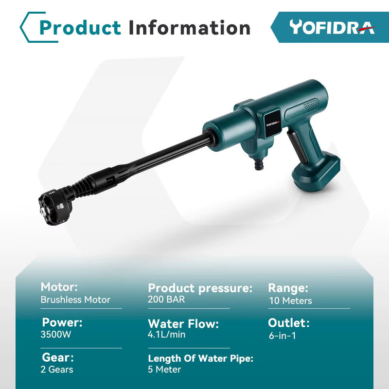 Yofidra 6 in 1 Akku Hochdruckreiniger mit 200 Bar und Schaumgenerator, kompatibel mit Makita Akku - Bild 4