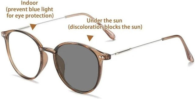 Photochrome Sonnenbrille, polarisiert, rund, Metall, Vollrand, Unisex, grey brown - Bild 1
