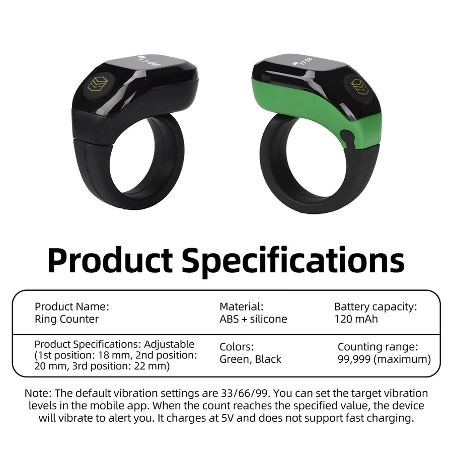 Gaqqee Drei-in-eins Bluetooth-APP-Ringzähler mit OLED-Display und Ringhalter in Schwarz - Bild 3