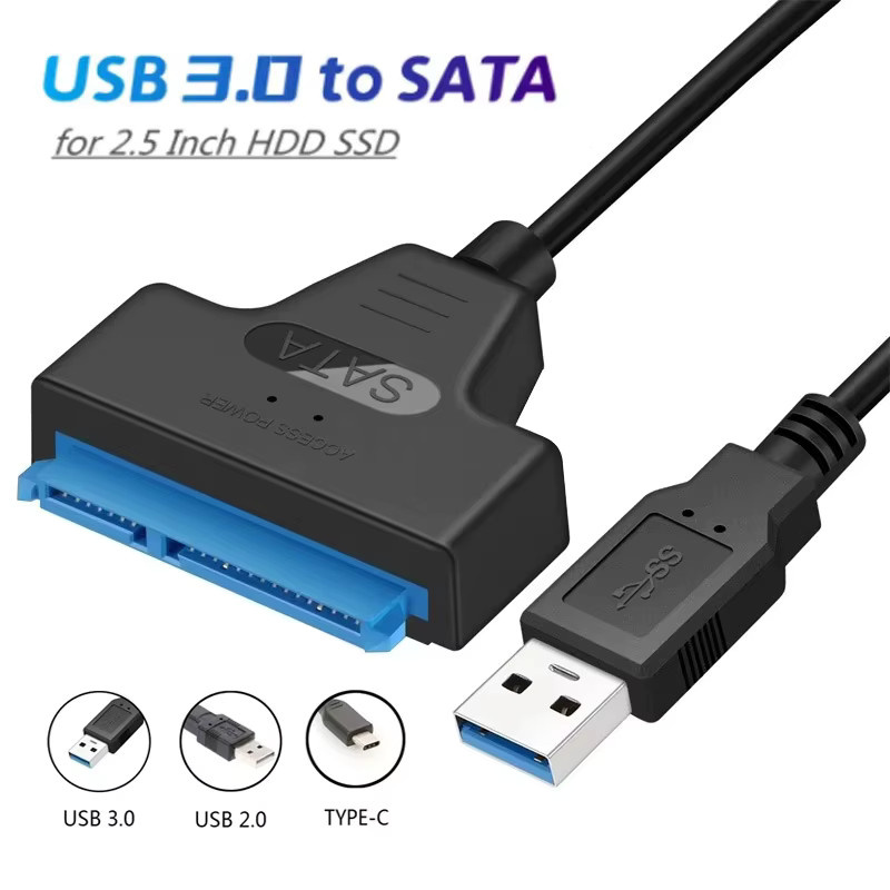 VORILYNEX SATA zu USB 3.0 Adapterkabel für 2,5 Zoll HDD/SSD, Externer Festplattenkonverter mit UASP-Unterstützung und USB-C, Schwarz, Länge: 30 cm - Bild 4