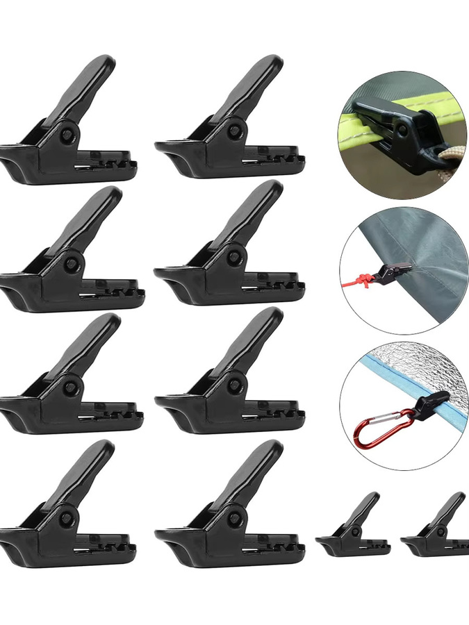 Gmarty Markisen-Spannclips Set, 10 Stück, Schwarz, Zelt- und Plane-Clips für Camping und Outdoor-Ausrüstung - Bild 6