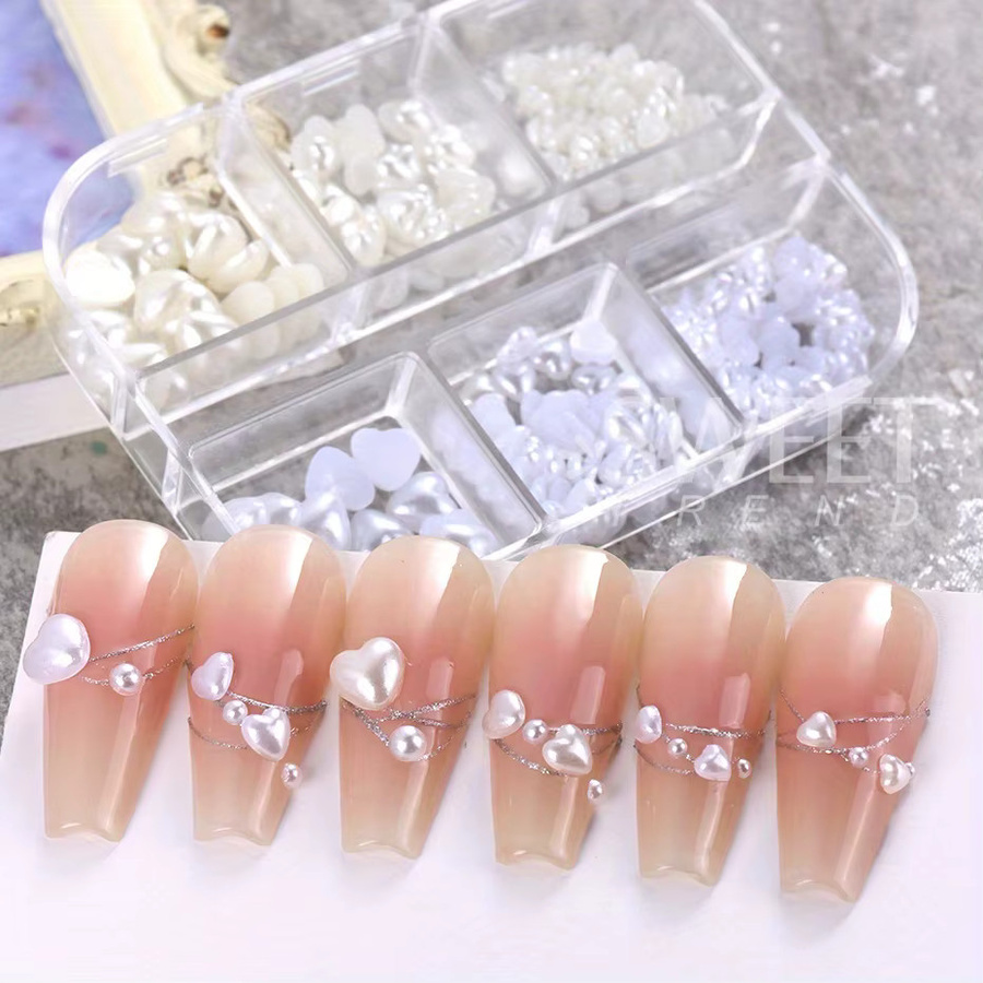 SWEET TREND Nagel Charms, Pfirsich Herz Perle, Weiß, Glänzend - Bild 5