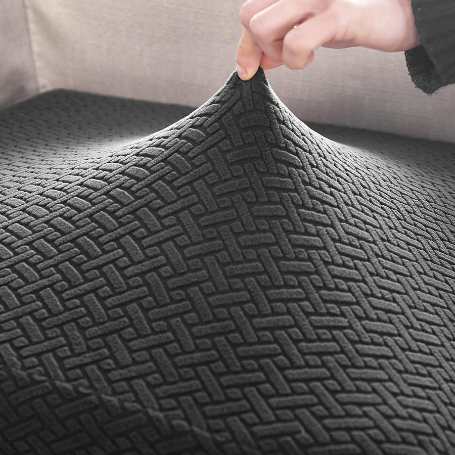 BRHUIXUE Jacquard Sofa Sitzkissenbezug aus Polyester, elastischer Ecksofa Schonbezug in Grau, Größe S - Bild 2