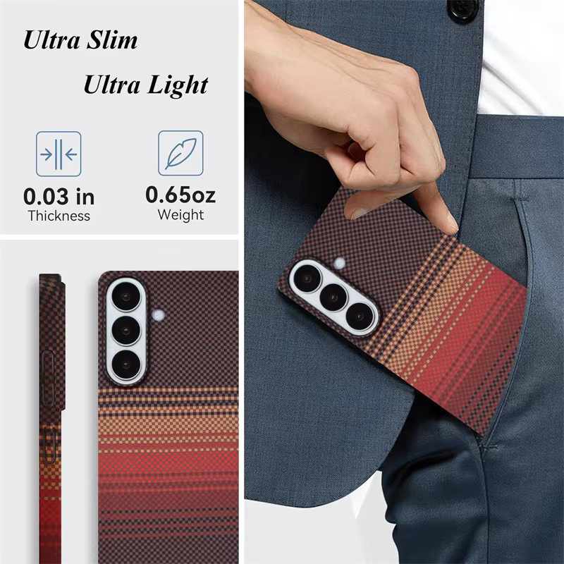 Magnetische MagSafe Handyhülle mit Carbonfaser-Textur für Samsung Galaxy S26 S25 S24 S23 S22 Ultra A55 A56 A15 A57 in Multicolour Matte Abdeckung - Bild 5