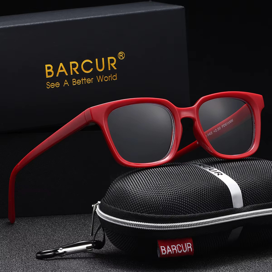BARCUR Lesebrille, Vollrand, Square, Kunststoff, rot - Bild 1