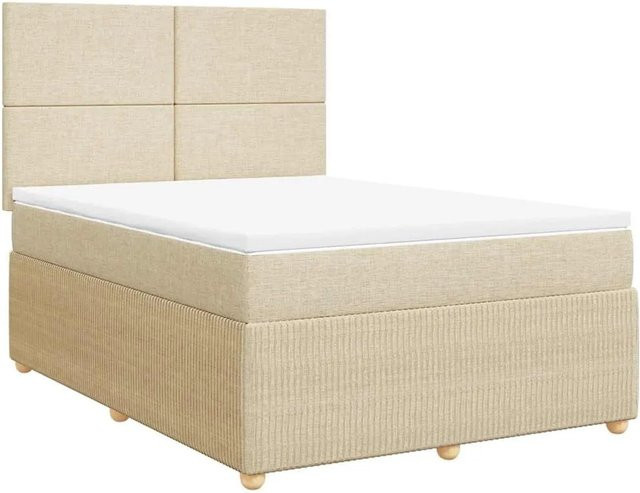 vidaXL Boxspringbett mit Matratze Hybrid-Design in Beige und Weiß, B/T/H: 140 x 200 cm - Bild 1