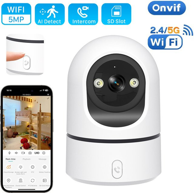 ANBIUX O-Kam Pro Smart Home IP-Kamera WiFi Wireless Indoor Surveillance CCTV mit 5MP Auflösung und 2MP Automatic Tracking in Weiß - Bild 1