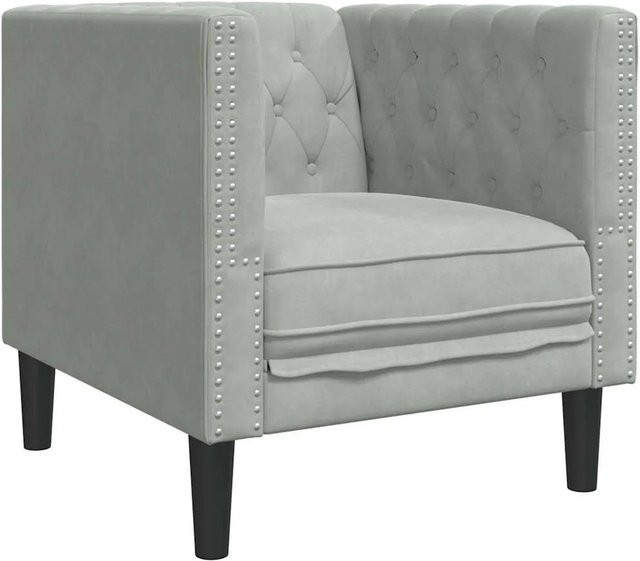 vidaXL Chesterfield Sofa Hellgrau aus Samt B/T/H: 74,5 x 71 x 70,5 cm - Bild 1
