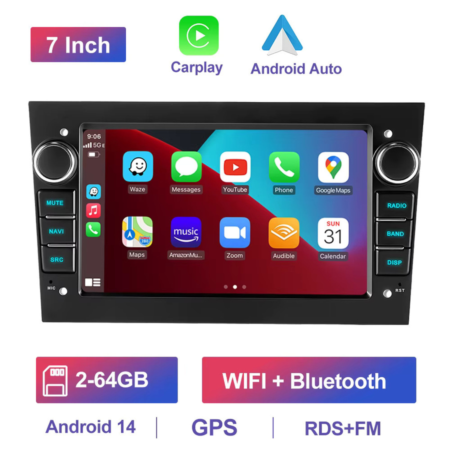Gearelec Android 14 2-Din Autoradio mit CarPlay in Schwarz für Opel Astra H G J, Zafira B, Corsa C D, Antara, Vectra und Vivaro - Bild 6