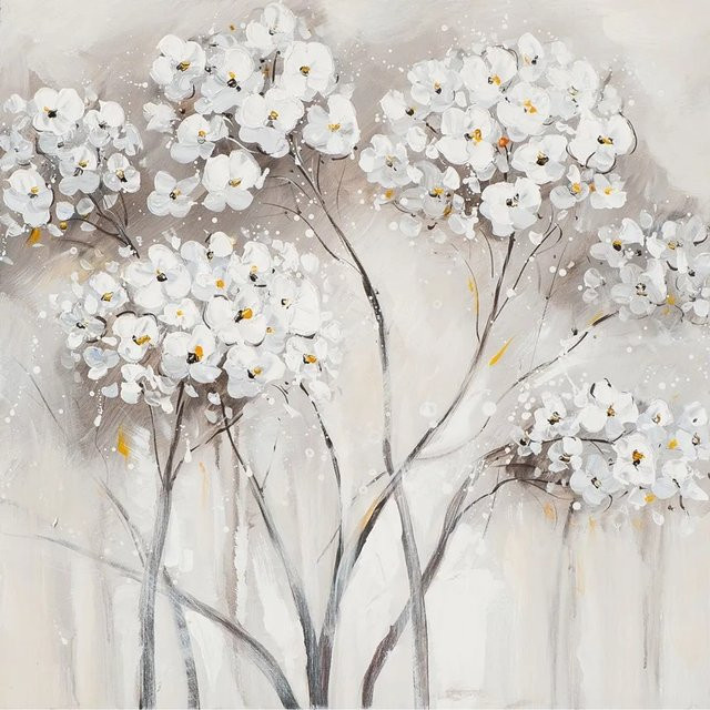 Art Universe Leinwandbild Weiße Hortensien Modern Floral B/B/H: 40 x 40 x 40 cm - Bild 1