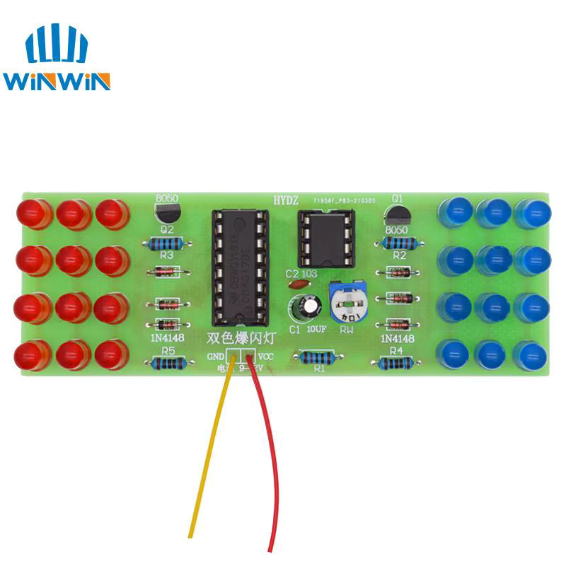 AITEWIN ROBOT DIY LED Elektronik-Blinklicht-Kit mit NE555 und CD4017 IC in Rot, Blau und Multicolour - Bild 4