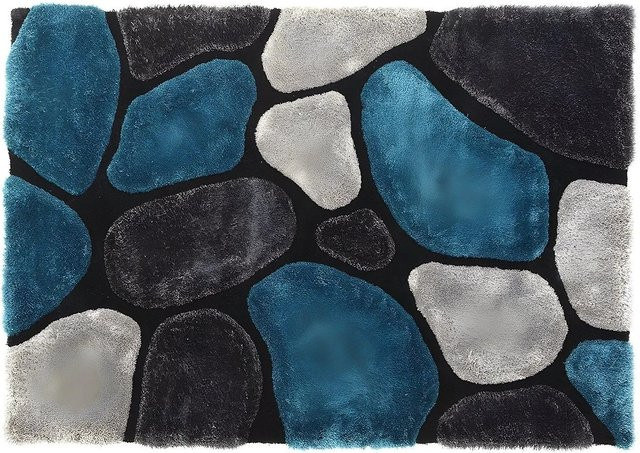 Vente-unique Wohnzimmerteppich Pietra in Türkisblau und Grau, B/T: 200 x 170 cm - Bild 1