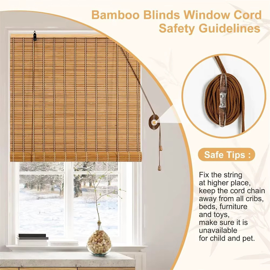 MLYJZH Bambus-Rollo zur Verdunkelung mit 70% Lichtfilterung, Retro-Design für Fenster und Türen, B/H: 100 x 40 cm - Bild 2