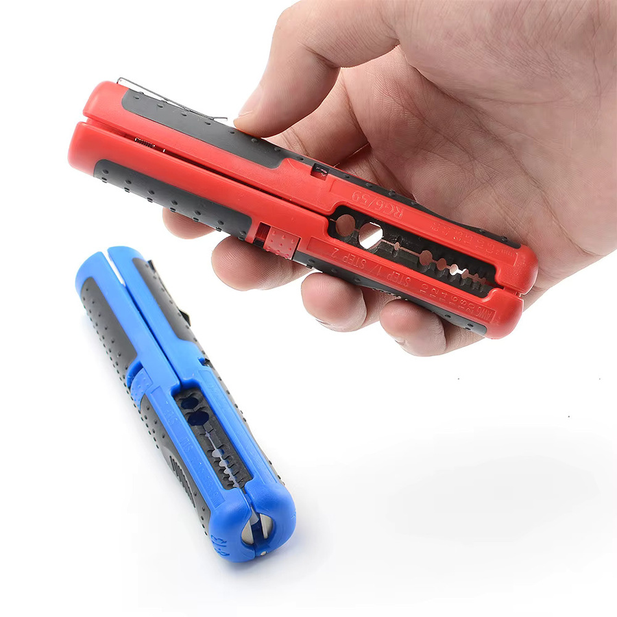 Multifunktionale Abisolierzange von agiiman mit SK5 Klinge für Koaxialkabel RG59 RG6 in Rot - Bild 2