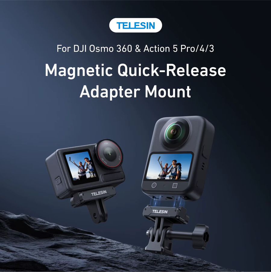 TELESIN Magnetischer Zwei-Klauen-Adapter in Schwarz für DJI OSMO 360 aus Aluminiumlegierung mit schneller Freigabe - Bild 2