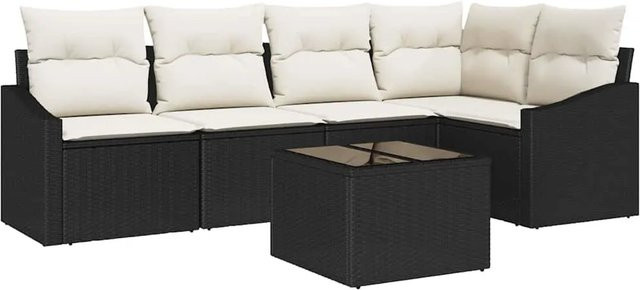 6-teiliges vidaXL Garten-Sofa-Set aus Poly-Rattan in Schwarz - Bild 1